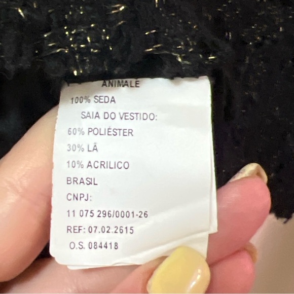 ANIMALE black 100% silk and wool dress with beaded and sheer upper size 38 - Picture 6 of 10